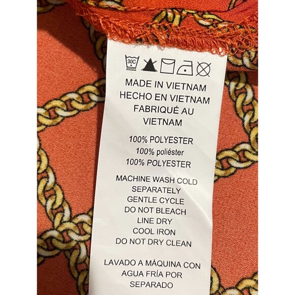 Michael Kors Womens Sleeveless Orange Top With Chain Print Size XS - Picture 13 of 15